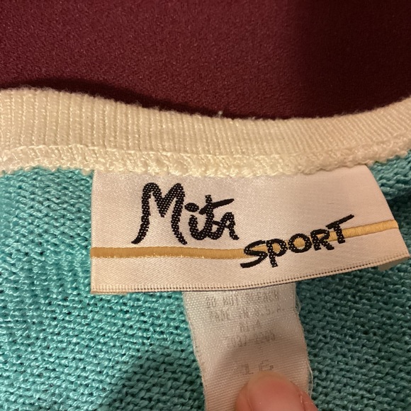 Vintage Sweater Set aqua and purple made by Miata Sport in USA womens size 16 - Picture 11 of 11